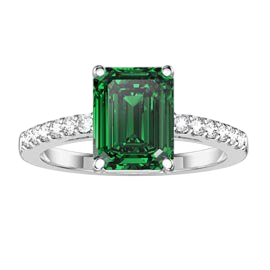 Princess 2ct Emerald Emerald Cut Diamond Pave Platinum Engagement ring
