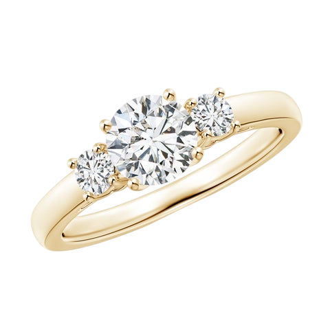 Prong-Set Round Diamond Three Stone Engagement Ring